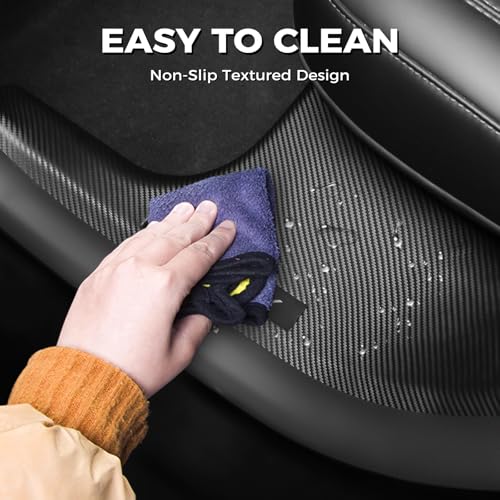 Image of 8Pcs Door Sill Protector for Tesla Model Y Juniper 2025 2026 Front and Rear Door Pedal Kick Protection Carbon Fiber Friction Resistant Model Y Juniper Interior Accessories