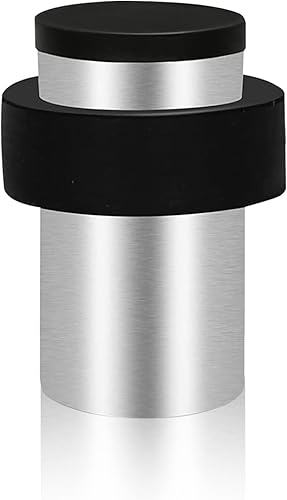 Vista 23 de KOLAKO Tope de puerta, tope de puerta cilíndrico para piso, 2 pulgadas/acero inoxidable, negro, moderno, resistente, cepillado sólido con Negro-2