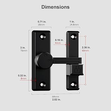 ETEKJOY Flip Latch Lock 90/180 Degree Left/Right-Opening Sliding/Swinging Door Lock Bolt for Home Security Gate Barn Garage Garden Fence Shed Window French Door (Black)