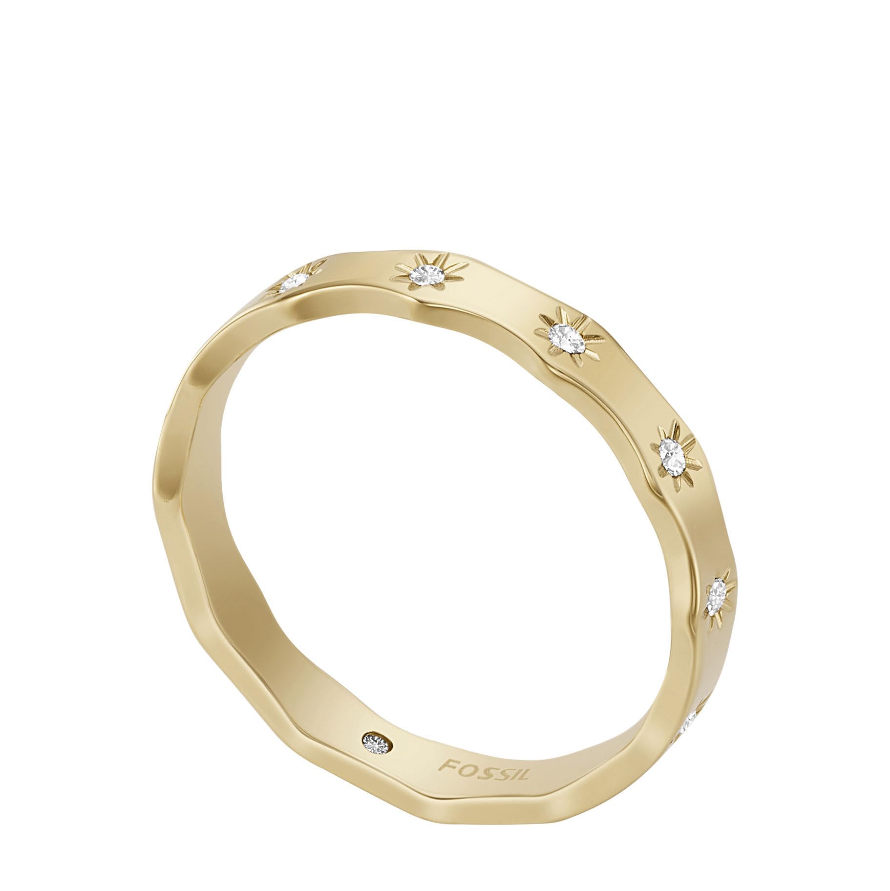FossilAnillo Para Mujer Sadie, Ancho: 3.8mm Anillo De Acero Inoxidable Dorado, JF04383710