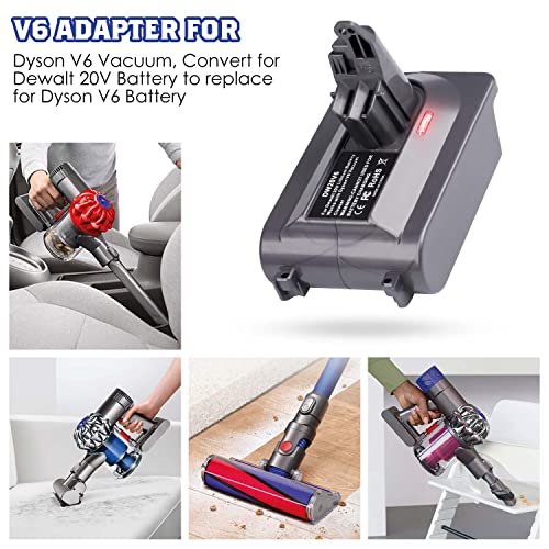 V6 Battery Adapter For Dyson V6 Series Vacuum Cleaner, Convert For Dewalt 20V Lithium Battery To Replace For Dyson V6 Sv03 Sv04 Sv09 Dc62 Dc59 Animal Absolute Motorhead Battery (V6 Adapter Only) #TOP5