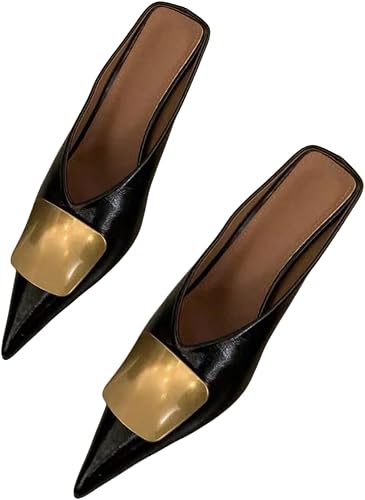 MakeMeChic Women's Pointed Toe Pumps Kitten Heels Office Work Dressy Shoes Black