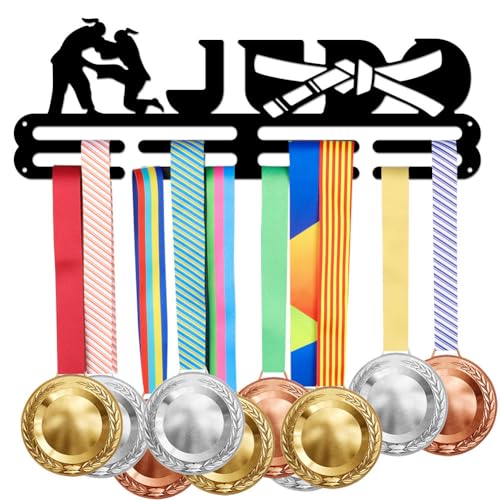 SUPERDANT Judo Medal Holder Display Hanger Rack Frame for Women's Judo Sturdy Steel Metal with Judo Moves Pattern Wall Mounted Hooks Medal Rack Display Over 40 Medals