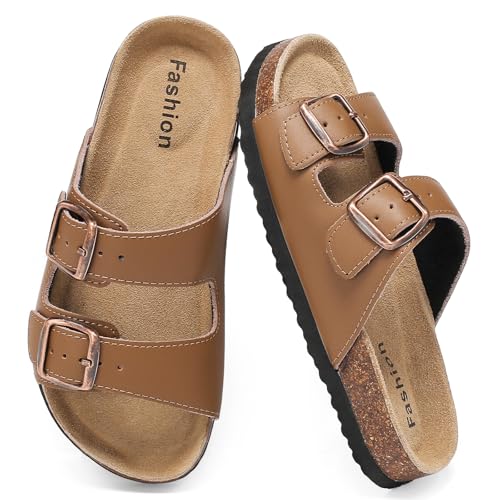 XTJSCBDSH Kids Sandals Boys Girls Slide Adjustable Back Strap Cork Toddler Slippers Casual Summer Shoes Open Toes with Cork Footbed