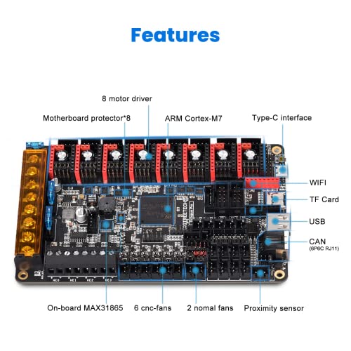 BIGTREETECH Octopus Pro V1.0.1(H723) 32bit Control Board Upgrade 550Hz STM32H723ZET6, Support Klipper Marlin High-Speed Printing 8 Stepper Motor Driver DIY & Raspberry Pi Operating Systems