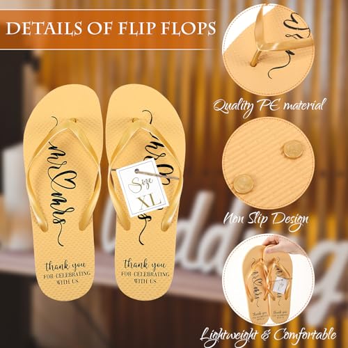 Image of Cuffbow Bulk Flip Flops for Wedding Guest Bride Sandals Spa Slippers with Size Card Organza Bag for Pool Beach Party