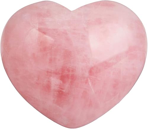 Rockcloud - Cristal sanador de cuarzo rosado natural tallado en forma de corazón piedras para palma de la mano piedras de relajación para Reiki