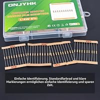 ONJYHK 100Werte 1000Stück Widerstände Set 1/4W Kohlenstofffilm Widerstand Sortiment 0 Ohm bis 5,6M Ohm 1/4Watt 5% Kohleschicht Wiederstände Wiederstand Carbon Film Resistor Kit – Ansicht 6