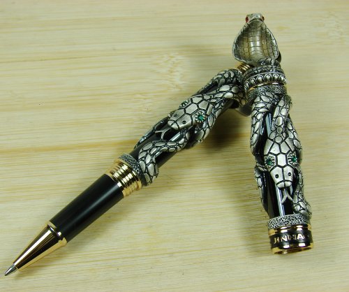 Jinhao Tintenroller Mit 3D-Schlangenprägung – Silber, Kristall-Augen, Inkl. Stifttasche