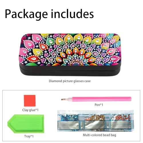 Image of DIY Diamond Painting Glasses Case, Mandala Flower Eyeglass Storage Box, Colorful 5D Diamond Art Kit for Adults, Travel Sunglasses Holder, Handmade Craft Gift Idea