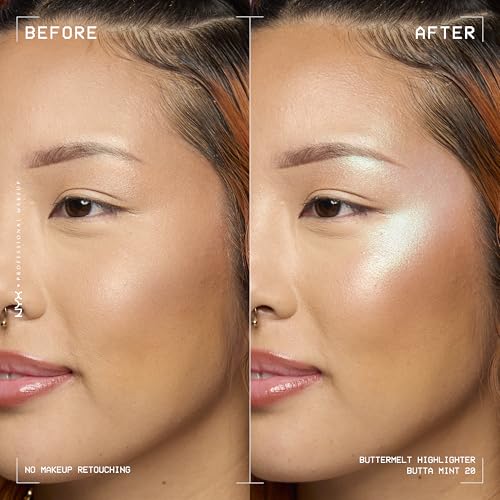 NYX Professional Makeup Highlighter für das Gesicht, Butterweiche Textur, Mit pflegender Sheabutter, Mangobutter und Mandelbutter, Vegan, Buttermelt Highlighter, Farbe: Butta Mint