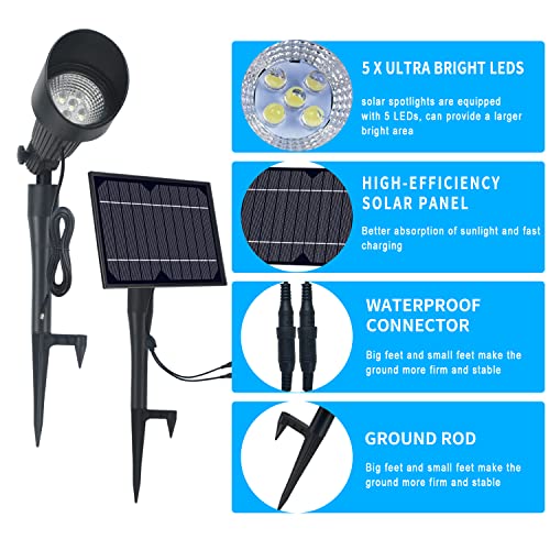 Solar Spot Lights Outdoor, 360°Adjustable Waterproof Landscape Spotlights, 2-In-1 Wireless Auto On/Off, Solar Powered Spot Light Dusk-To-Dawn For Yard Backyard Trees House Garden Walkway (2 Pack) #TOP5
