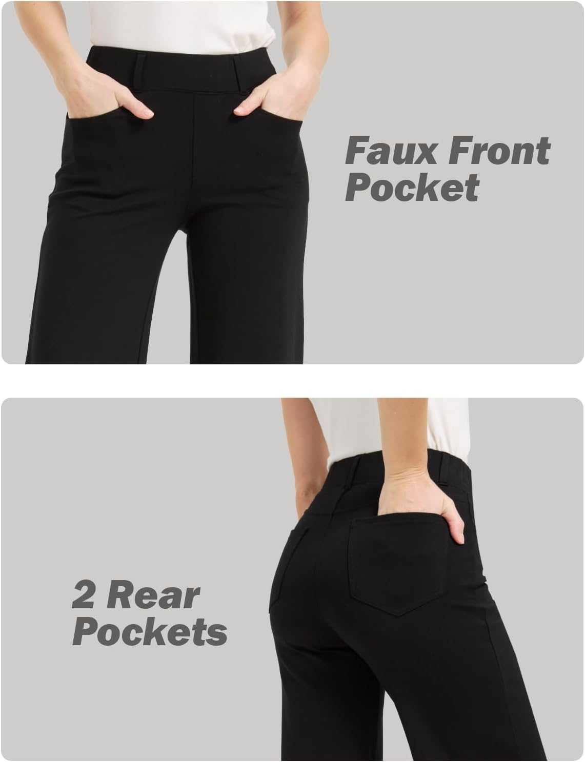 KYAL Women’s Plaid Dress Pants Wide Leg High Waisted Pull-On Trousers Stretchy Business Casual Work Slacks with Pockets - Image 4