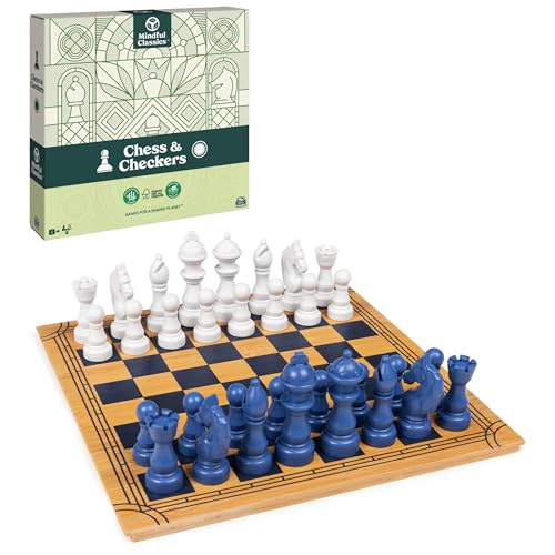 Juego de Mesa Ajedrez y Damas con Caja de Bambú miniatura 1