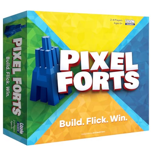 The Uzzle Pixel Forts Board Game | Fun Games for Kids (Age 6+), Teens, Family Board Games | Build Your Defense & Protect Your Fort, Interactive Building Game for Home, School, Work & Travel