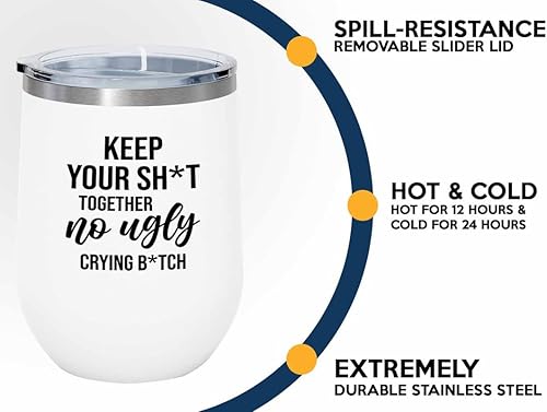 Miniatura 3 de Bride Proposal White Edition Vaso de vino de 12 onzas – No Ugly Crying – Regalo conmovedor para ceremonia de boda, despedida de soltera de hermana,