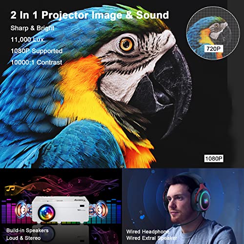 Ysametp Mini Projector, 1080P Full HD Supported 180” Screen Video Projector, 11000Lux Home Theater Movie Projector… - Image 3