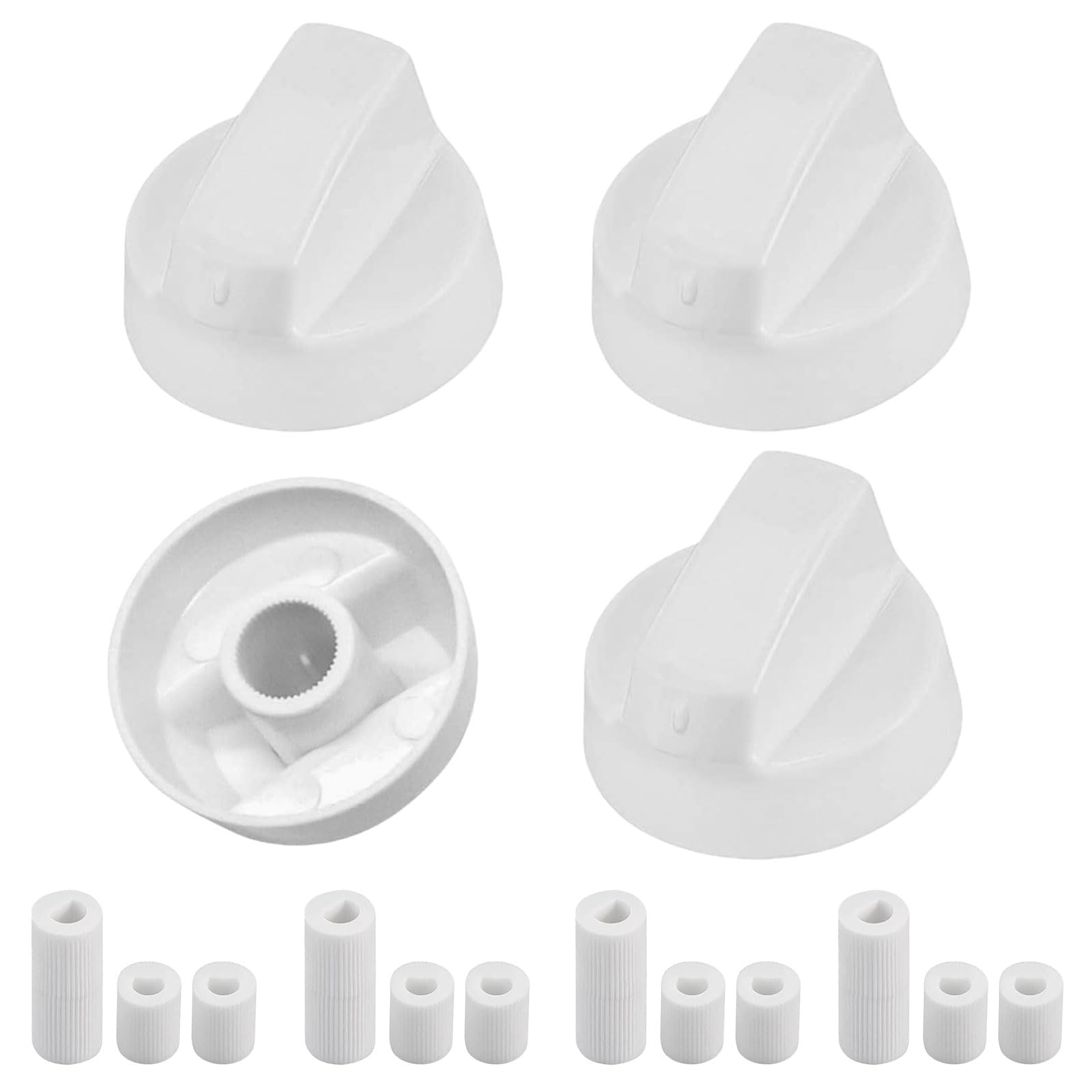 HAPPOW 4 Pcs Cooker Knobs White, Replacement Oven Knobs, Cooker & Hob 42 mm Universal Multifit Cooker Control Knob, Heat-Resistant, Easy-Install
