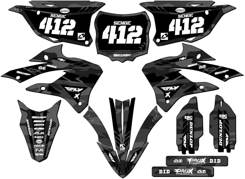 2022-2025 KX 112 Apache Grey Senge Graphics Complete Kit with Rider I.D. Compatible with Kawasaki