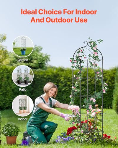 Image of VEVOR 71 x 20 in, 4 Packs Rustproof Metal Garden Flower Trellis, Outdoor Climbing Rose & Cucumber Support, Decorative Clematis Trellis for Courtyards & Lawns