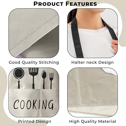 Image of Kraptick Kitchen Apron - Comfortable Cooking Waterproof Apron for Men and Women With Pocket and Side Coral Velvet for Wiping