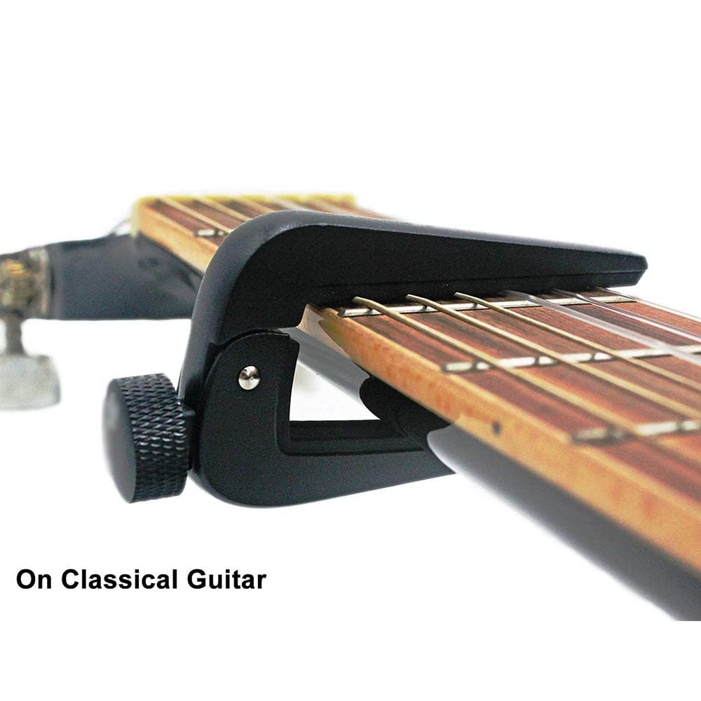 Home Strumento musicale Capotasto per chitarra Capotasto per chitarra regolabile universale largo adatto per chitarra elettrica classica acustica a 6/12 corde, basso, mandolino, banjo, ukulele nero 9