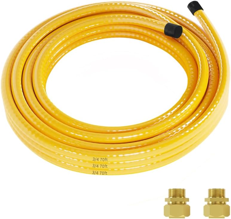 Propane Pipe Conversion Kit Grill Hose with 2 Male Adapter Fittings Propane Grill Conversion Kit,70FT 3/4" CSST Flexible Propane Natural Gas Line, Corrugated Stainless Steel Tubing for A Gift 3/4 70FT