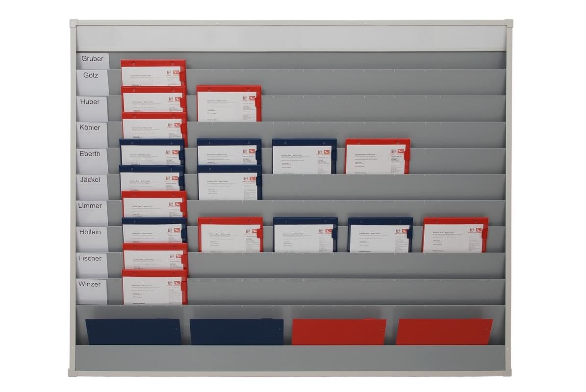 Werkorder planbord met 5 rijen, 10 sleuven en opbergvak (9019-00115)