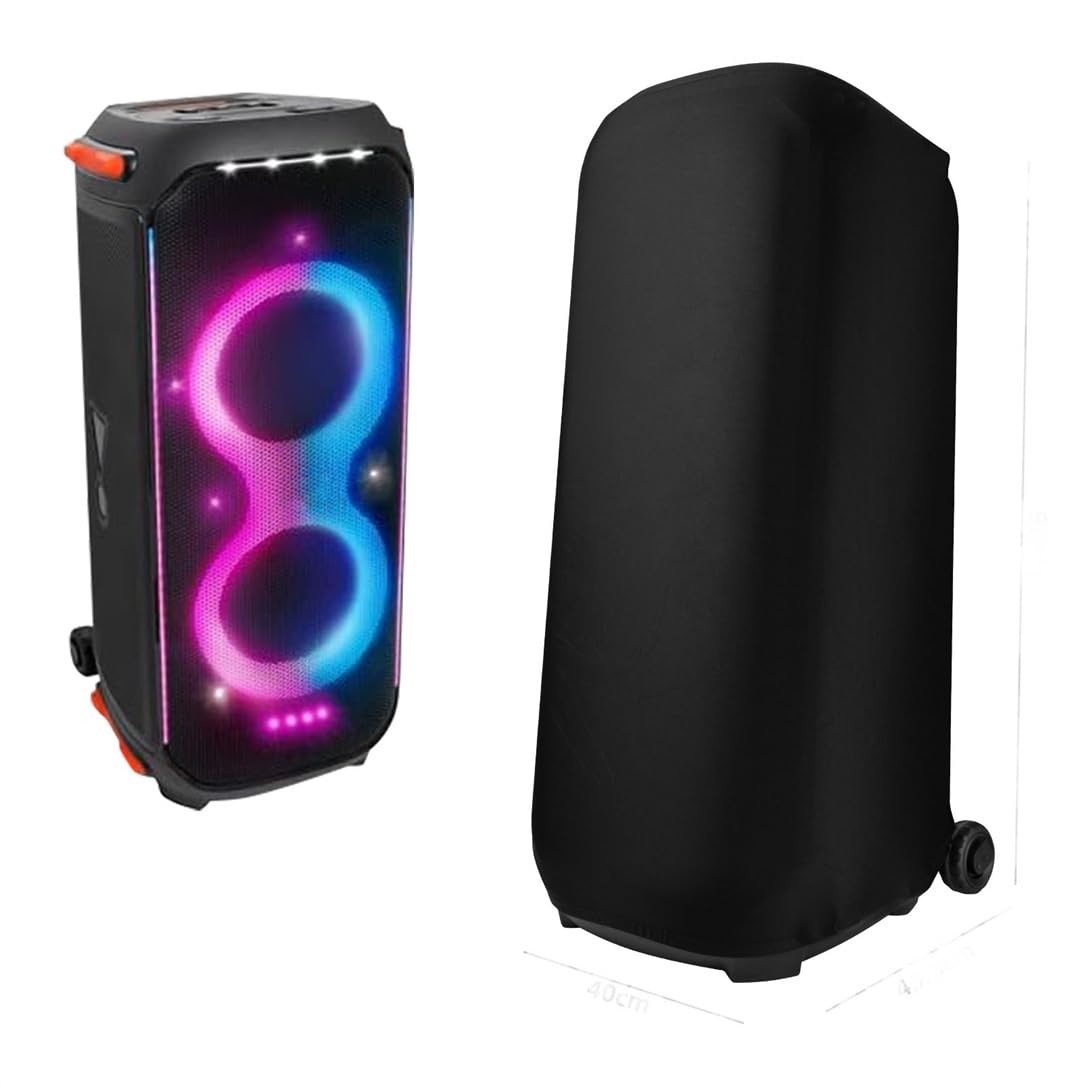 EndyTech Osłona przeciwpyłowa do JBL PartyBox 710 - przenośny głośnik imprezowy, czarny, tkanina lycra, zapięcie na elastyczną taśmę, odporny na zarysowania, 3-miesięczna
