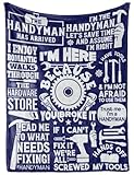 Hanyman Gifts Blanket for Man - 50' x 65' Throw, Flannel Blanket - Birthday Gifts for Handyman - Broke