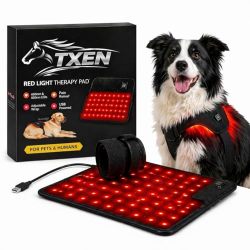TXEN Pet Red Light Therapy Pad for Dogs 60pcs LED Beads 660nm & 850nm Adjustable Wrap USB Powered Joint & Back Pain Relief