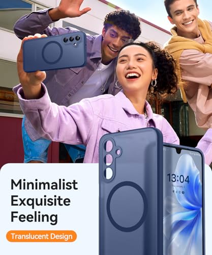 Image of CANSHN Designed for Samsung Galaxy A16-5G Case [Full Camera Protection] [Compatible with Magsafe] Translucent Matte Back Protective Phone Cover, Deep Blue