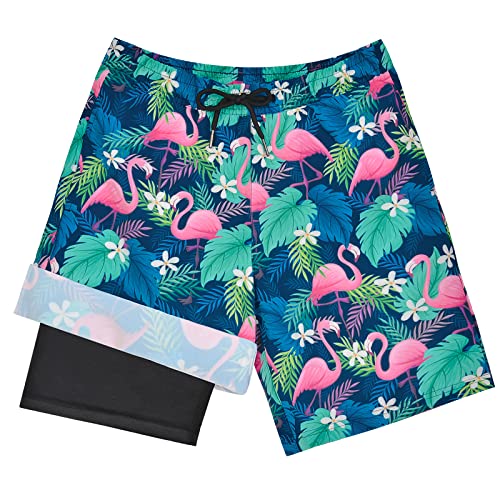 PASHOP Bañador para niño con forro de compresión, Flamingo., 14-16 años