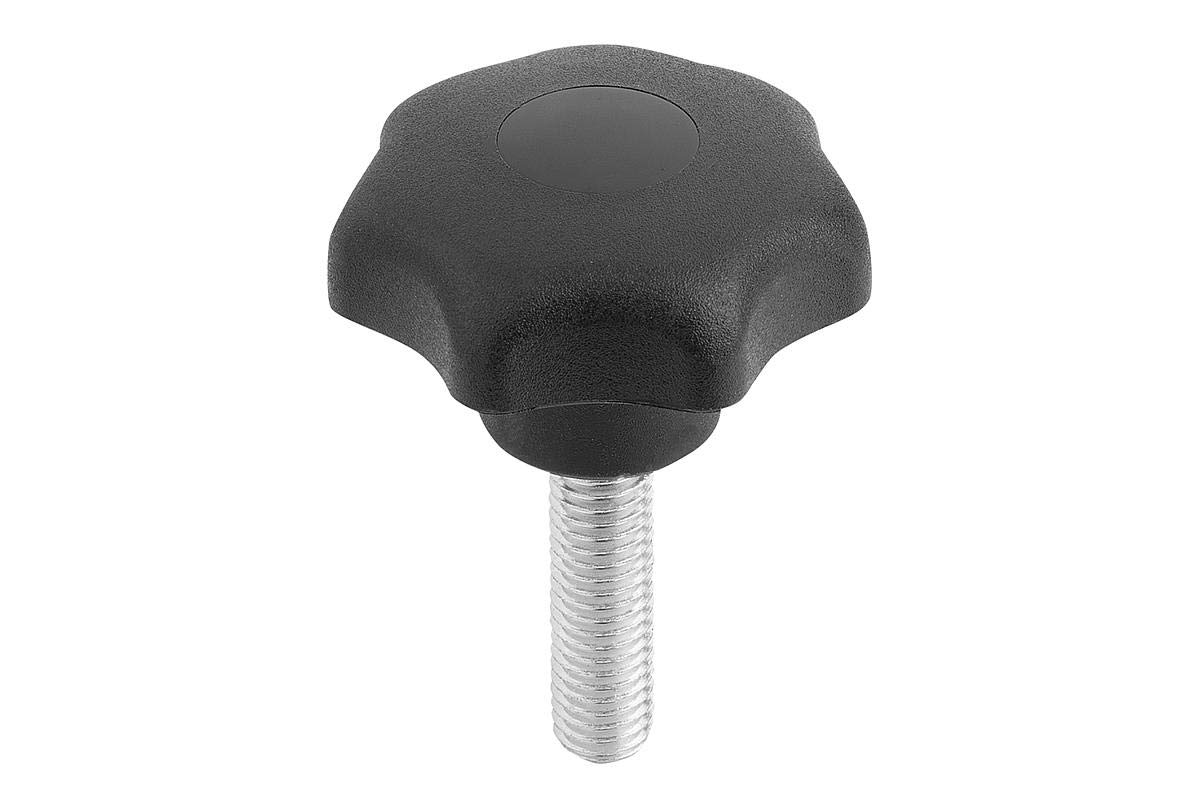 KIPP K0155.4081X50 Star Grip Thermoplastic External Thread M8 x 50 Diameter 40 mm Black Component Steel Pack of 4