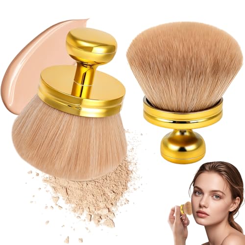2 pinceles grandes autobronceadores, 74 mm, cabeza ancha, brocha para polvos, grande para cara y espalda, brocha de bronceado para crema de base (dorado)