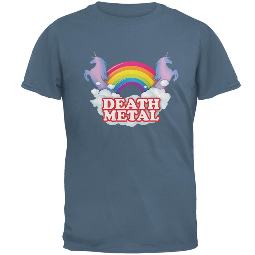Death Metal Rainbow Einhörner Herren T-Shirt Indigo blau MD