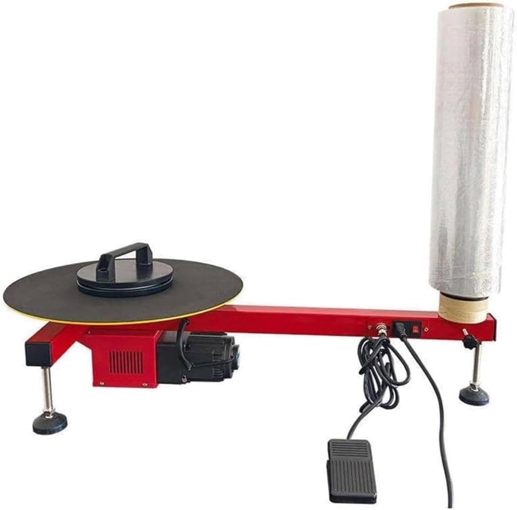 Elektrische Palettenverpackungsmaschine - 30 U/min, 100 kg Kapazität, Fußschalter & Drehteller, halbautomatischer Stretchfolienspender für Lager- und Industrieverpackungen