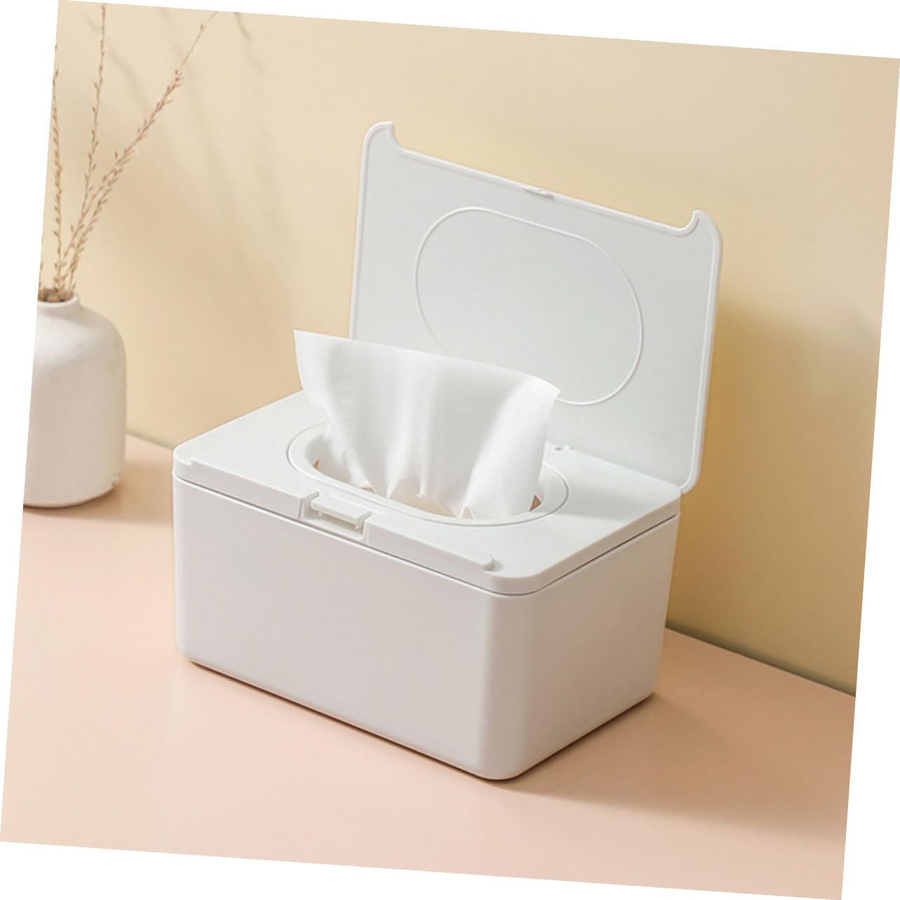 ERINGOGO 2 Stück Feuchttücherbox aus Kunststoff Wiederverwendbar und Leicht Weiße Aufbewahrungsbox für Babytücher für Wohnzimmer und Outdoor Nutzung