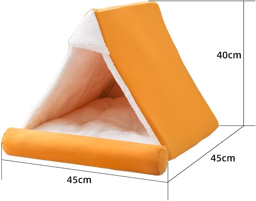 Dog Bed,Cat Bed,Super Soft Calming Pet Sofa Bed,Indoor Warming Mat, Pet Tent,for Indoor Cats or Small Dog beds, Removable and Washable Closed Pet Bed (Color : Gray, Size : 45x45x40cm)