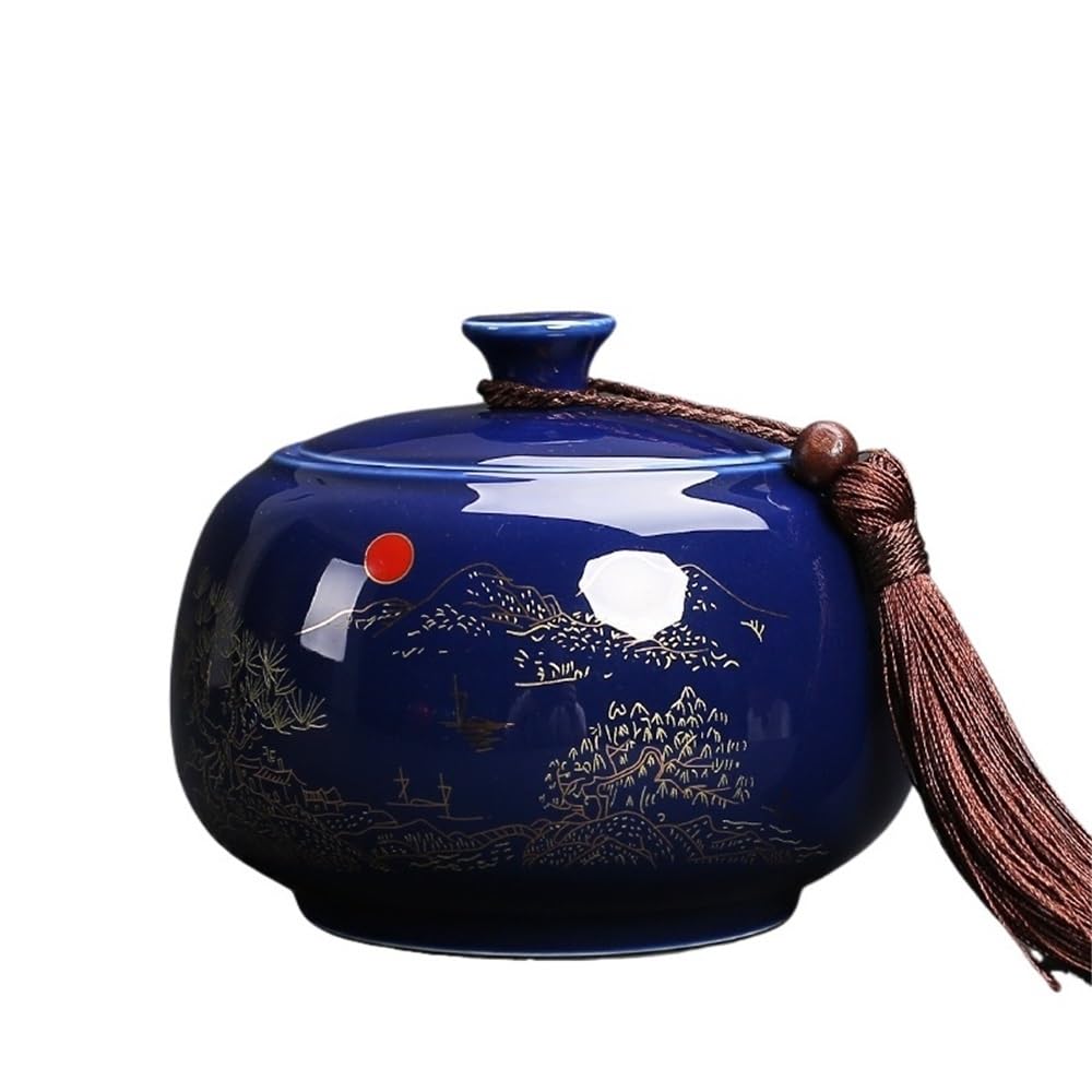 Bx9rE7tK3g Kitchen Storage Jar Ceramic Tea Canister With Airtight Lid Kichen Storage Container For, Coffee, Nuts, Spice, Sugar Ceramic Tea Canister(Blue)