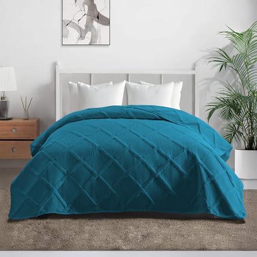 IlGruppone Copriletto Trapuntato Matrimoniale Elegante Trapuntino Lavorazione Intrecciata Due Piazze Trapunta Coperta Leggera Coperta Letto Leggera Primavera Estate - Petrolio