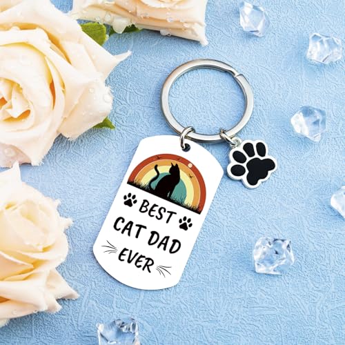 Image of Cat Dad Gifts for Men Cats Daddy Gifts for Men Catfather Keychain | Black Cats Keychain Accessories Cat Dad Fathers Day Gift Birthday Gift Christmas Stocking Stuffers Presents for Father