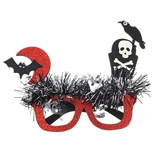 FOMIYES Halloween Funny Hair Glasses Frame for Adults Party Eyeglasses Costume Prop for Halloween Celebration and Photo Booth Unique Tombstone Skull Design