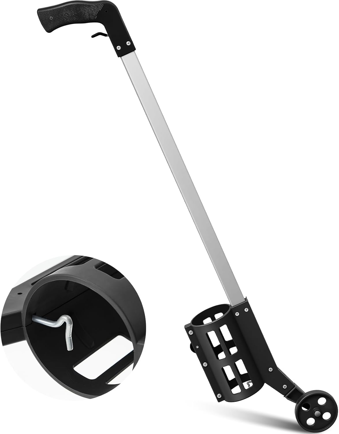 Zonon 1 Pack Industrial Wheeled Marking Wand for Line Paint Stripe Ground Marking Spray Paint Wand for Survey Painting Spray Stick Line Applicator, Side Push (Black) 1 Black