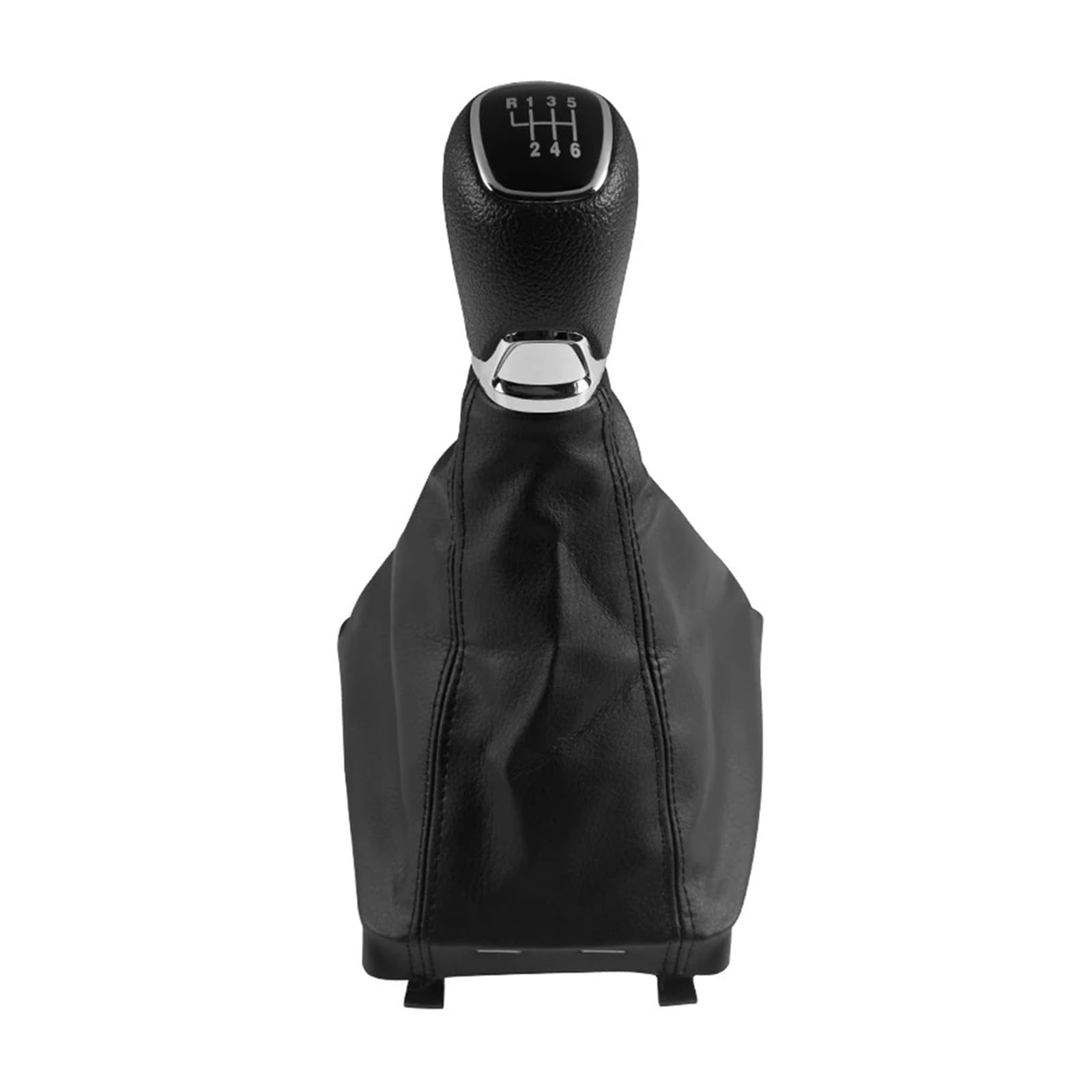 Qwqaab 6 Speed Manual Gear Knob Manual Gear Shift Knob Pu Boot Cover For Skoda For Octavia A7 Mk3 2014-2017 Black Wood Style Shifter Lever(6 Speed)