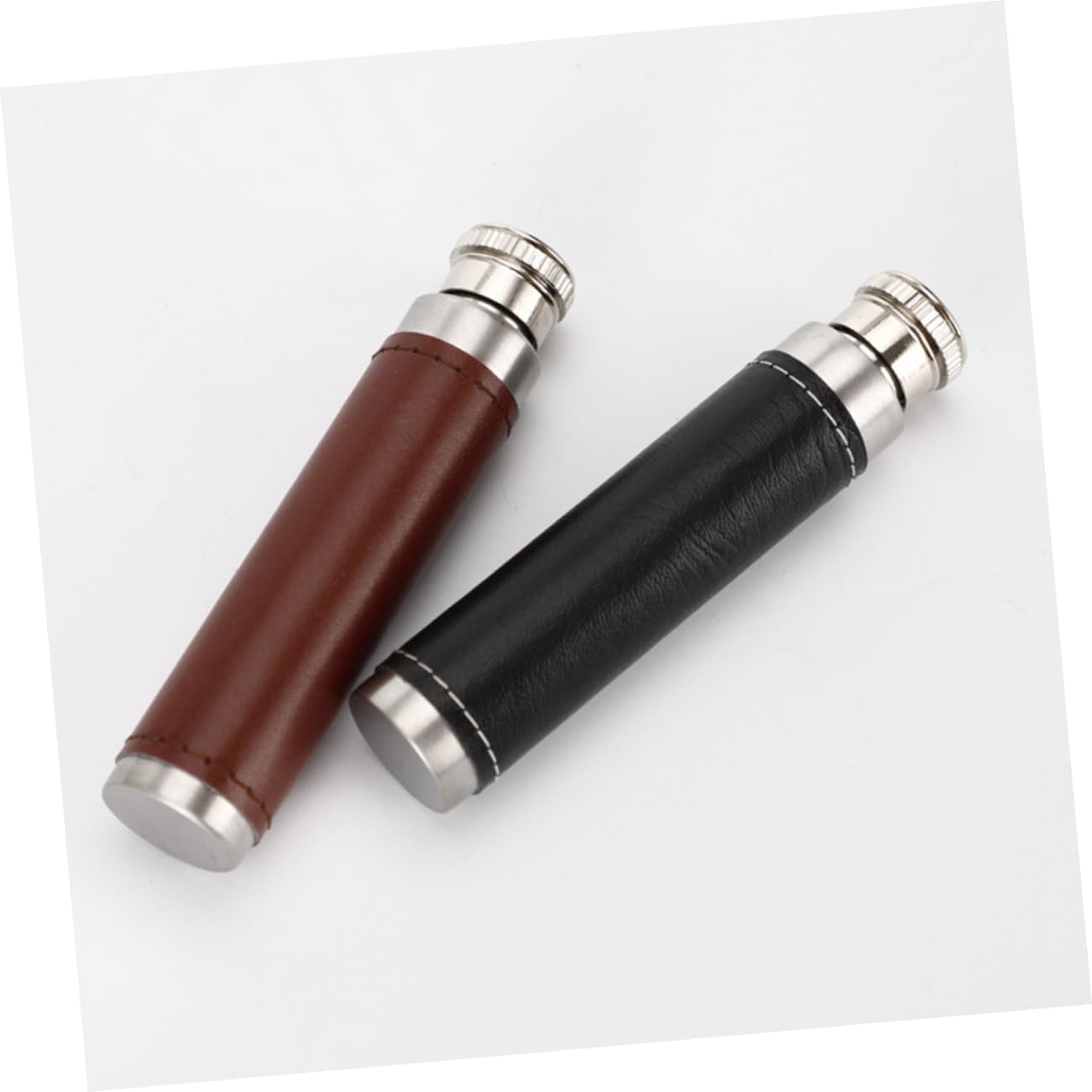KICHOUSE 1oz Portable Stainless Steel Wine Tube Leather Cover Mini Wine Pot Tube Shape for