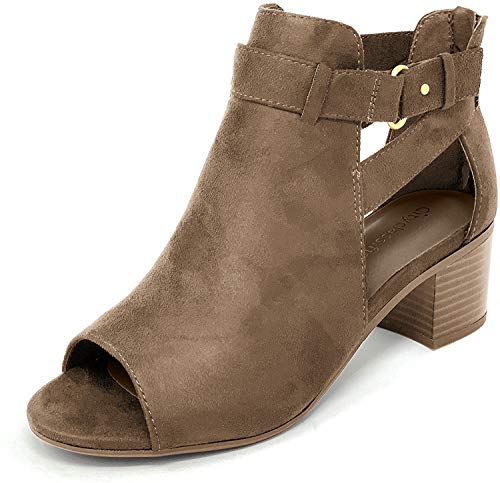 City Classified Women's Shoes Invest Suede Peep Toe Ankle Fashion Boots,Tan,7