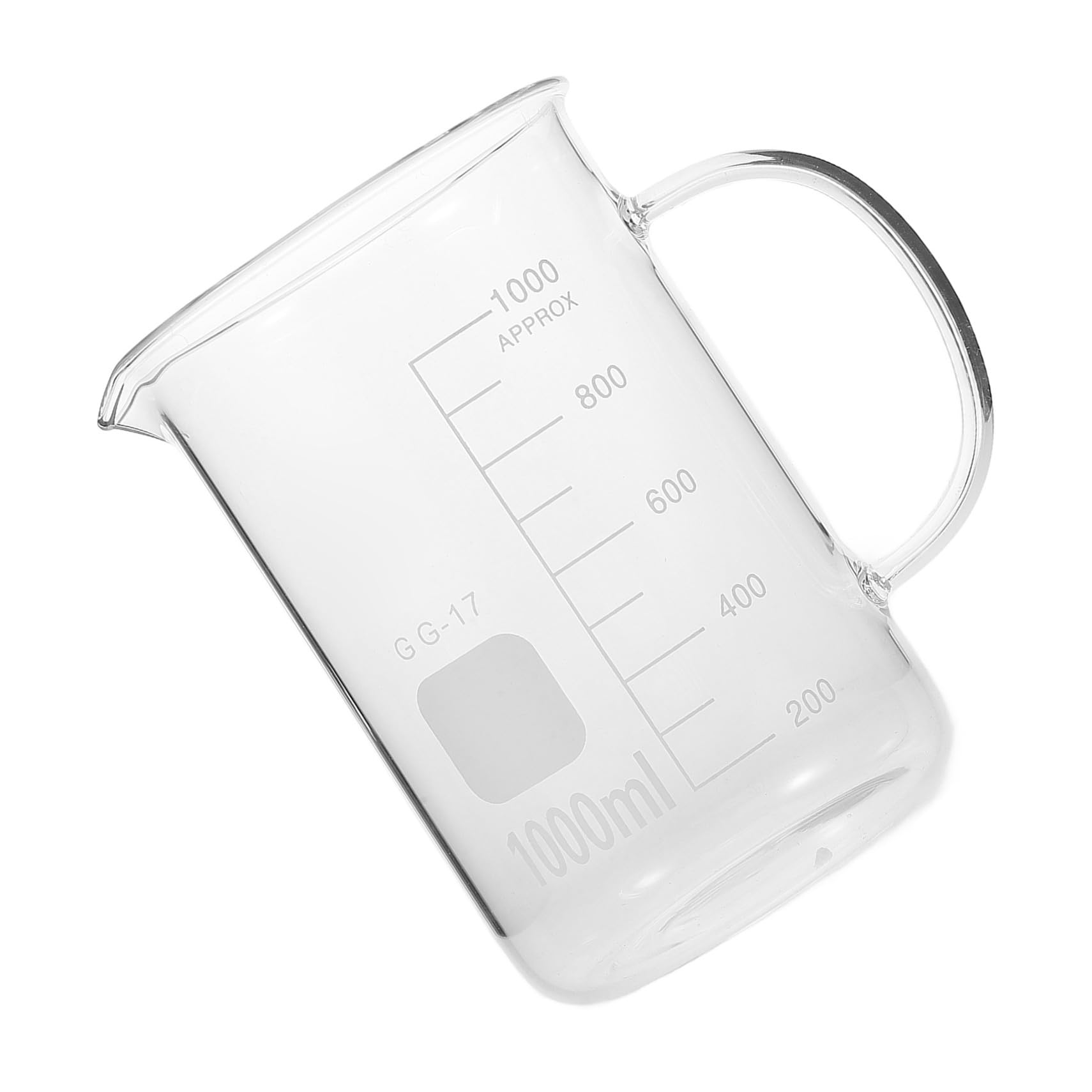 COLLBATH Messbecher Glas 1000ml mit Henkel und Ausguss Glasbecher für Präzises Ausgießen und Einfaches Tragen in Küche und Labor