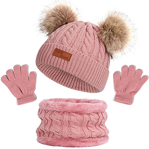 NLAND Gorro De Invierno para Niños con Bufanda, Guantes Gorro para Niños Y Niñas Forro Polar Suav