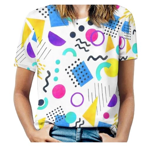 T-shirt rétro 70s femme à col rond idéal pour les festivals d'été et sorties urbaines
